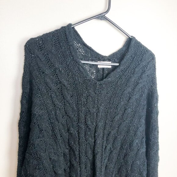 Altar'd State Chunky Cable Knit V Neck Tunic Sweater Medium Boho - Picture 3 of 9